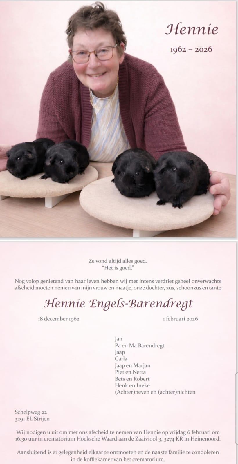 Rouwkaart Hennie Engels